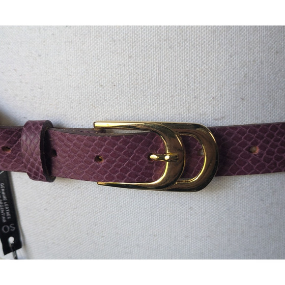 ADA Leather Infinity Belt Orchid Croco New One Size Berry Wine $79 Embossed main image 4